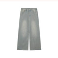 cuibuju niche worn and distressed retro washed straight jeans men's loose versatile wide-leg floor-length trousers
