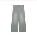 cuibuju niche worn and distressed retro washed straight jeans men's loose versatile wide-leg floor-length trousers