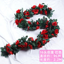 Simulation rose vine fake flower rattan air-conditioning pipes cover the living room ceiling decoration plastic vines winding plants