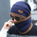 Winter hat pullover cap bib suit plus velvet thick woolen cap men's Korean version autumn and winter men's and women's knitted hat