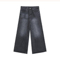 cuibuju niche worn and distressed retro washed straight jeans men's loose versatile wide-leg floor-length trousers