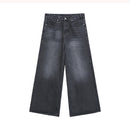 cuibuju niche worn and distressed retro washed straight jeans men's loose versatile wide-leg floor-length trousers