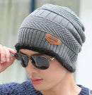 Winter hat pullover cap bib suit plus velvet thick woolen cap men's Korean version autumn and winter men's and women's knitted hat