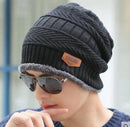 Winter hat pullover cap bib suit plus velvet thick woolen cap men's Korean version autumn and winter men's and women's knitted hat