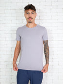 Camiseta esportiva masculina de secagem rápida gola redonda e respirável