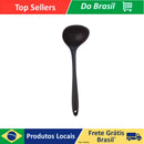 Concha Feijao Escumadeira Cabo Silicone Cor Preto Utensílios Cozinha