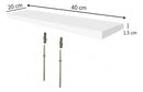 2 Prateleira 40x20 Madeira Mdf Branco Com Suporte Invisível