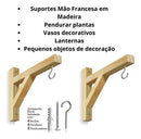Kit 6 Suportes Mão Francesa Madeira Rústica. 20.cm Palha