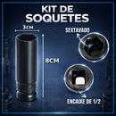 Jogo Kit Soquete Pito Cachimbo Impacto Catraca Sextavado 1/2