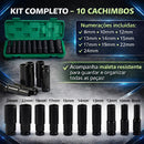 Jogo Kit Soquete Pito Cachimbo Impacto Catraca Sextavado 1/2