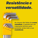 Kit Jogo Chave Allen Hexagonal L Longa 9 Peças 1,5 A 10 Mm