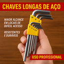 Kit Jogo Chave Allen Hexagonal L Longa 9 Peças 1,5 A 10 Mm