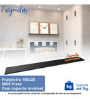 1 Prateleira 150x20 Mdf Preto Tx Cozinha Suporte Invisivel