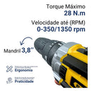 Parafusadeira Furadeira Ferramenta Bateria 12v 1.3ah