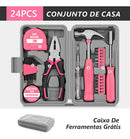 Kit Ferramentas Maleta Jogo Multifuncional 23 Peças Rosa
