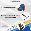Kit Multímetro Digital Alicate Amperímetro E Caneta Detector