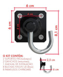 Gancho Rede Slim Mini Reforçado (kit Completo) - Preto