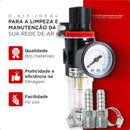 Evotek Filtro Eliminador Água Regulador Ar Compressor Pressão 1/4' Manômetro Medidor
