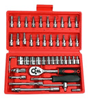 Kit Ferramentas Soquetes 46 Peças Com Catraca Reversível