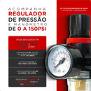 Evotek Filtro Eliminador Água Regulador Ar Compressor Pressão 1/4' Manômetro Medidor