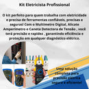 Kit Multímetro Digital Alicate Amperímetro E Caneta Detector