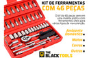Combo Jogo Kit Ferramentas Profissional Crv 1/4 46 Peças