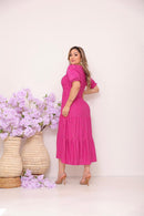 Vestido Midi Três Maria Laise Modesto Elegante Luxo