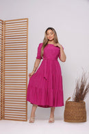Vestido Midi Três Maria Laise Modesto Elegante Luxo
