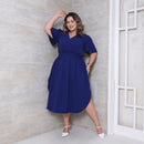 Vestido Transpassado Elastex Moda Plus Size Midi Evangélico