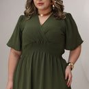 Vestido Transpassado Elastex Moda Plus Size Midi Evangélico