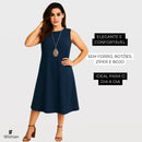 Vestido Soltinho Midi Rodado Confortável Elegante Plus Size