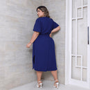 Vestido Transpassado Elastex Moda Plus Size Midi Evangélico