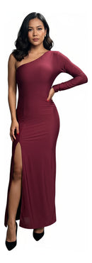 Vestidos Femininos Longo Fenda Manga Longa Madrinha Moda