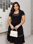 Vestido Rodadinho Decote Quadrado Moda Evangelica