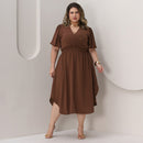 Vestido Transpassado Elastex Moda Plus Size Midi Evangélico
