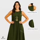 Vestido Soltinho Midi Rodado Confortável Elegante Plus Size