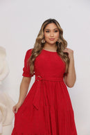 Vestido Midi Três Maria Laise Modesto Elegante Luxo