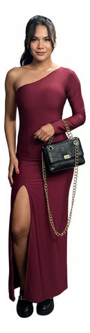 Vestidos Femininos Longo Fenda Manga Longa Madrinha Moda