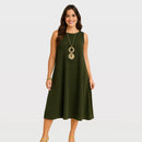 Vestido Soltinho Midi Rodado Confortável Elegante Plus Size