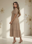 Vestido Midi Três Maria Laise Modesto Elegante Luxo