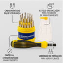 Kit Jogo Ferramentas 31 Peças Chaves Fenda Philips Torx Allen Estrela Precisão Cabo Emborrachado Imantado Estojo Organizador Reparos Eletrônicos Manutenção Celular Notebook