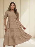Vestido Midi Três Maria Laise Modesto Elegante Luxo