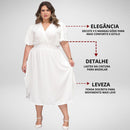 Vestido Transpassado Elastex Moda Plus Size Midi Evangélico
