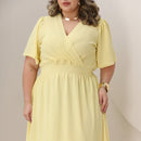 Vestido Transpassado Elastex Moda Plus Size Midi Evangélico