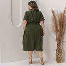 Vestido Transpassado Elastex Moda Plus Size Midi Evangélico