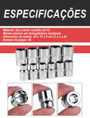 Kit Ferramenta 46 Peças Space Eye Aço Cromado Maleta Portátil