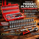 Kit Chaves Ferramentas Jogo Fenda Philips Catraca Soquete Allen 46 Peças com Maleta Completa Manual Ideal Mecânico Manutenção Casa Carro Profissional Resistente Portátil Compacto Quicko