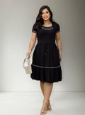 Vestido Rodadinho Decote Quadrado Moda Evangelica