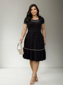 Vestido Rodadinho Decote Quadrado Moda Evangelica