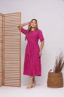 Vestido Midi Três Maria Laise Modesto Elegante Luxo